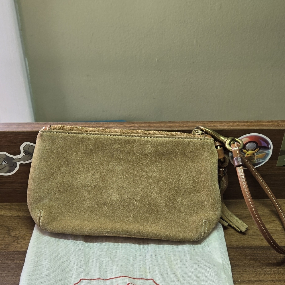 Coach Gold Suede Wristlet - Picture 2 of 5